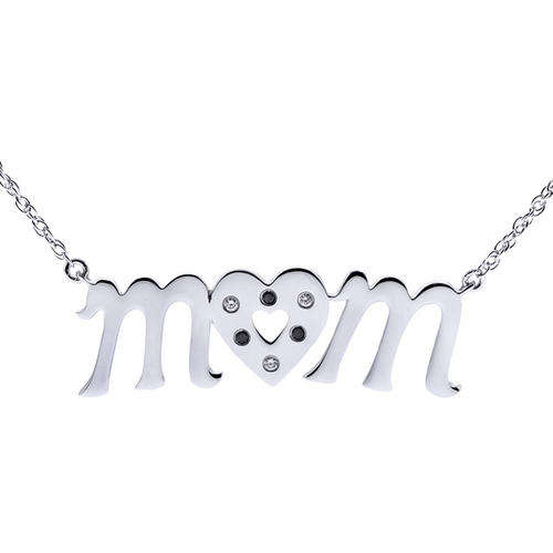 Beautiful Heart shaped MOM pendant  Diamond & 925 Sterling Silver ** Starting R1 - no reserve ** !!!